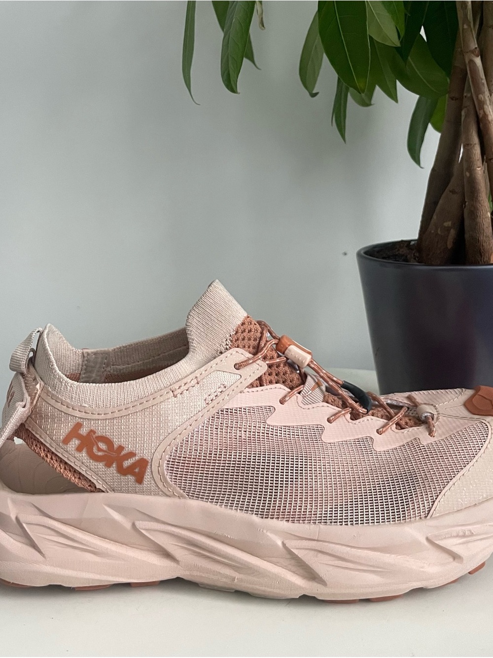 Women Size 9.5 HOKA HOPARA 2 Cream Cedar Hiking Trail Shoes